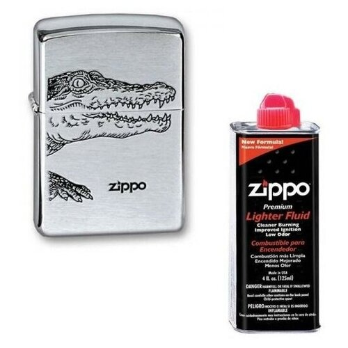 Зажигалка Zippo 200 Alligator + оригинальное топливо 125 мл фото