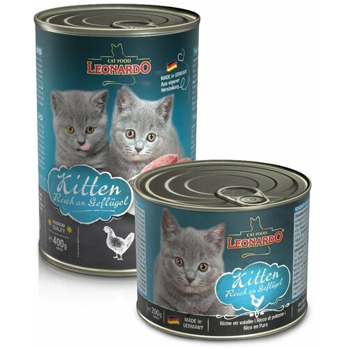 Консервы Leonardo Quality Selection Kitten Rich In Poultry с птицей для котят - 12 банок по 200 г. фото