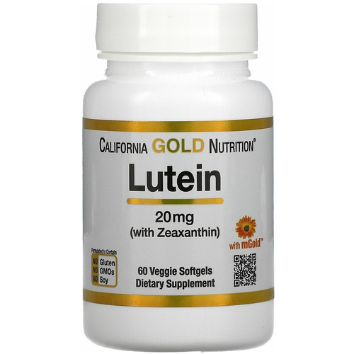 Капсулы California Gold Nutrition Lutein with Zeaxanthin, 50 г, 20 мг, 60 шт. фото