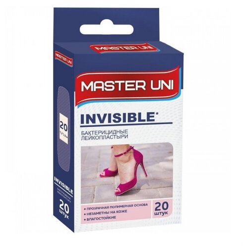 Master Uni Invisible лейкопластырь бактерицидный, 20 шт. прозрачный фото