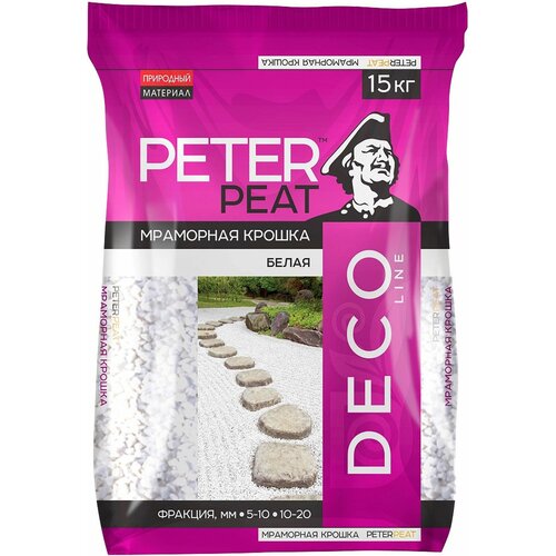 Мраморная крошка Peter Peat Deco Line фракция 5-10 мм белый, 0.5 л, 15 кг фото