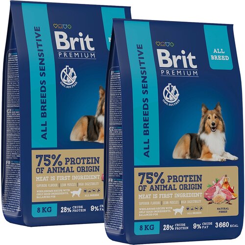 BRIT PREMIUM DOG ADULT SENSITIVE для взрослых собак всех пород с чувствительным пищеварением с ягненком и индейкой (8 + 8 кг) фото