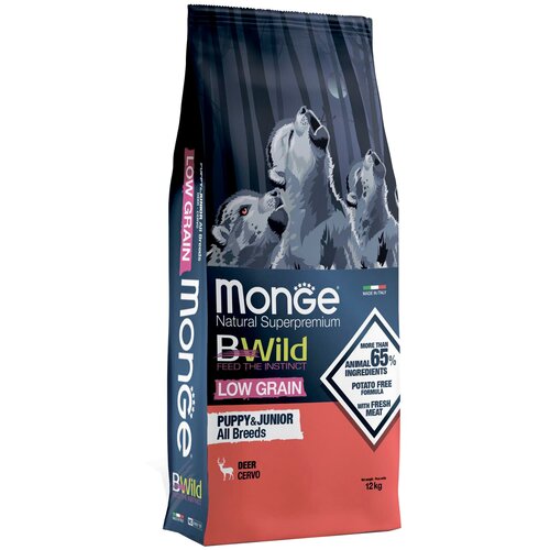 Сухой корм для щенков Monge BWILD Feed the Instinct Low Grain, оленина 1 уп. х 1 шт. х 12000 г фото