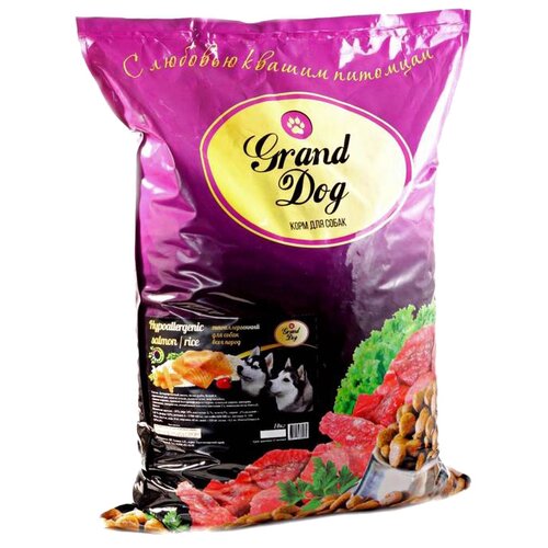 Сухой корм для собак Grand Dog Hypoallergenic, гипоаллергенный, лосось, с рисом 1 уп. х 1 шт. х 10000 г фото