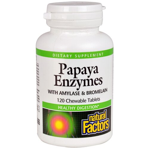 Капсулы Natural Factors Papaya Enzymes with Amylase & Bromelain, 90 г, 120 шт. фото