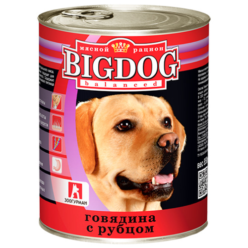 Влажный корм для собак Зоогурман Big Dog, говядина, рубец 1 уп. х 2 шт. х 850 г (для средних и крупных пород) фото