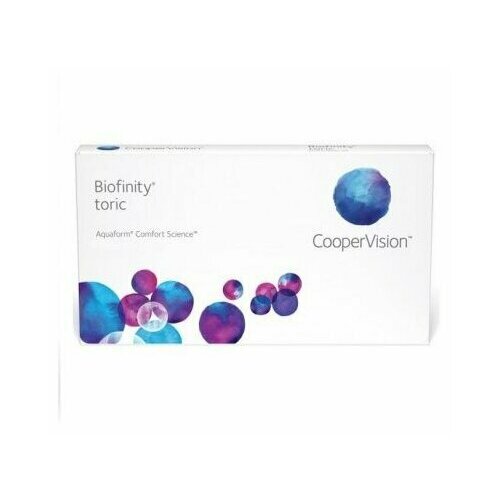 Контактные линзы CooperVision Biofinity Toric., 3 шт., R 8,7, D -8,5, CYL: -0,75, AХ: 130, бесцветный, 1 уп. фото