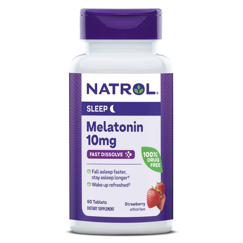 Melatonin Fast Dissolve таб., 10 мг, 50 г, 60 шт., клубника фото