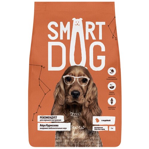 Корм Smart Dog для взрослых собак с индейкой, 3 кг фото