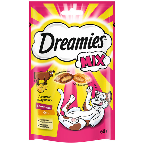 Лакомство для кошек  Dreamies Подушечки Mix, 60 г сыр фото