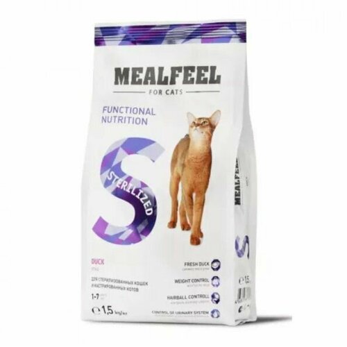 Mealfeel Корм сухой Functional Nutrition для стерилизованных кошек, с индейкой и уткой, 1,5 кг фото