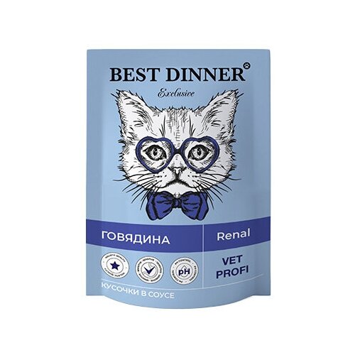 Паучи Best Dinner Exclusive Vet Profi Renal кусочки в соусе с Говядиной 85гр x 12 шт фото