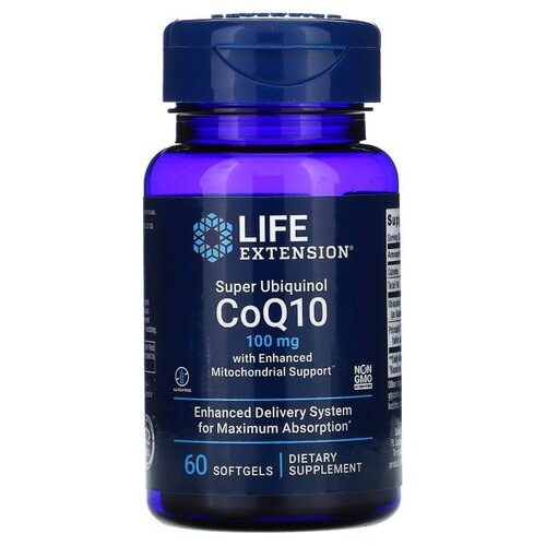 Капсулы Life Extension Super Ubiquinol CoQ10 with Enhanced Mitochondrial Support, 80 г, 100 мг, 60 шт. фото