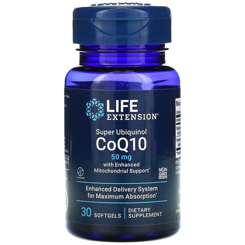 Капсулы Life Extension Super Ubiquinol CoQ10 with Enhanced Mitochondrial Support, 40 г, 50 мг, 30 шт. фото