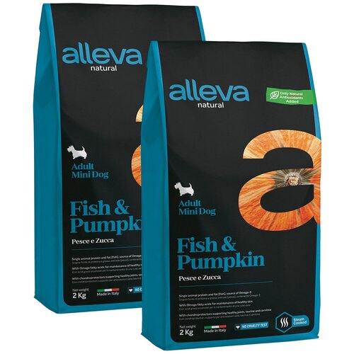 ALLEVA NATURAL DOG для собак Adult Fish Pumpkin Mini взрослых с рыбой и тыквой 2кг 2097 (2 шт) фото