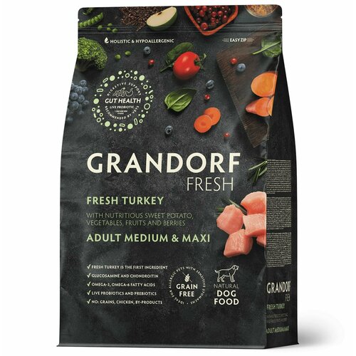 Grandorf FRESH Dog Adult MED&MAXI Turkey&Sweet Potato (мясо индейки с бататом для собак средних и крупных пород) 10кг фото