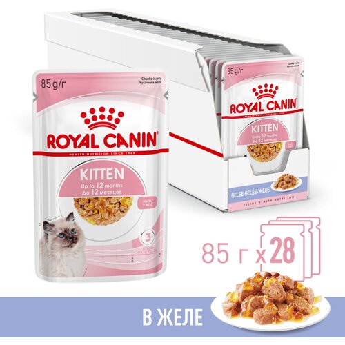 Влажный корм в желе Royal Canin Kitten Jelly (Киттен Желе) для котят до 12 месяцев, 28*0,085 г фото