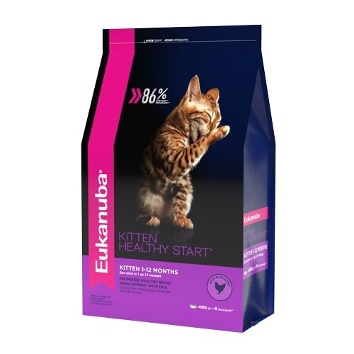 Сухой корм для котят Eukanuba Healthy start, с курицей 2 шт. х 400 г фото