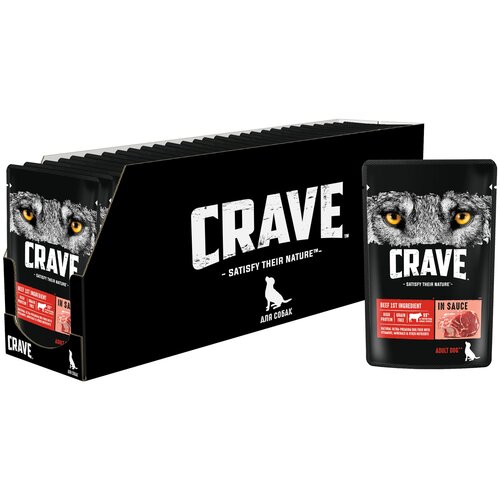 Корм консервированный полнорационный CRAVE для взрослых собак всех пород с говядиной в соусе, 28 шт по 85г. фото