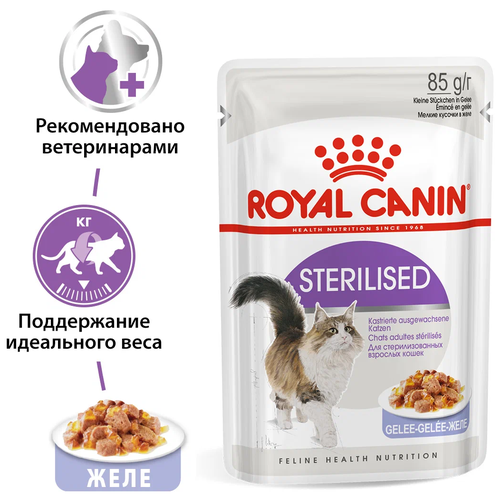 корм для стерилизованных кошек Royal Canin Sterilised 85 г (кусочки в желе) фото