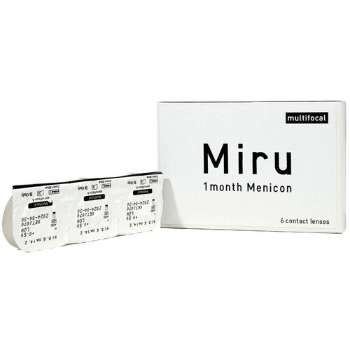 Контактные линзы Menicon Miru 1month Multifocal, 6 шт., R 8,6, D -1,5, ADD: высокая фото