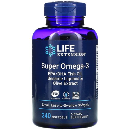 Капсулы Life Extension Super Omega-3 EPA/DHA with Sesame Lignans & Olive Extract, 280 г, 250 мл, 240 шт. фото