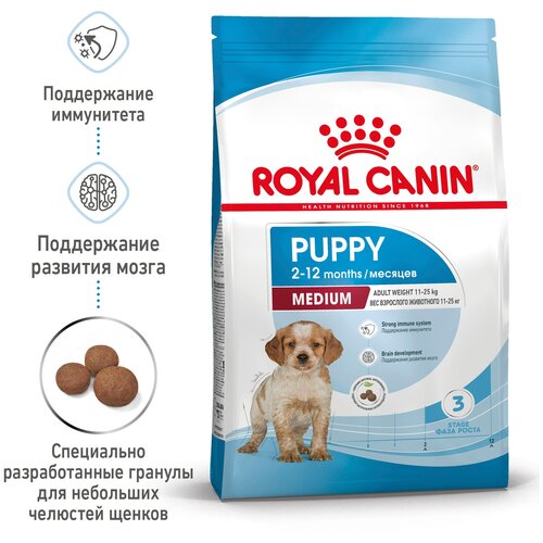 Сухой корм для щенков Royal Canin при чувствительном пищеварении, для здоровья костей и суставов 1 уп. х 2 шт. х 3000 г (для средних пород) фото