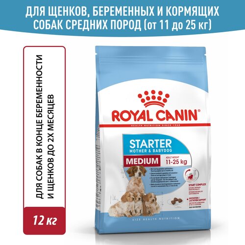 Корм для щенков Royal Canin Medium Starter (Медиум Стартер) средних размеров до 2-х месяцев, беременных и кормящих сук, 12 кг фото