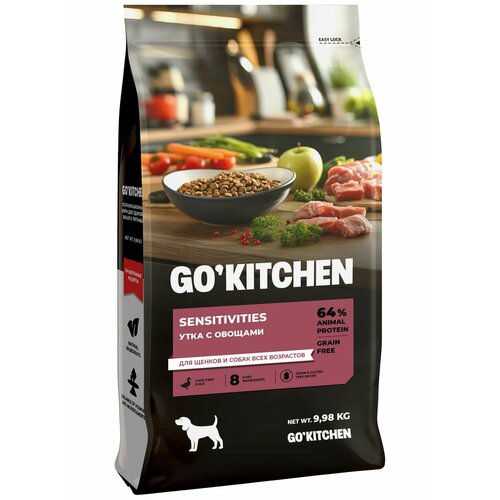 Go! Kitchen Sensitivities Grain Free - Беззерновой сухой корм для щенков и собак, с уткой, для чувствительного пищеварения (9.98 кг) фото