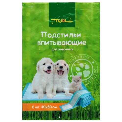 Пеленки для собак многоразовые впитывающие Triol 30551001/30551002 50х40х40 см 6 шт. 1 шт. 50 см 40 см 40 см голубой M 1 см 1 см фото