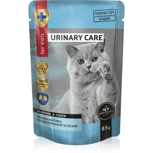 Влажный корм для кошек Secret fop Pets, urinary care/профилактика МКБ с ягнёнком в соусе, 85 г x 24 шт фото