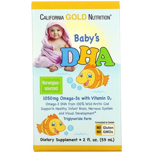 California Gold Nutrition Baby's DHA Omega-3 with vitamin D3 фл., 59 мл, 270 г фото