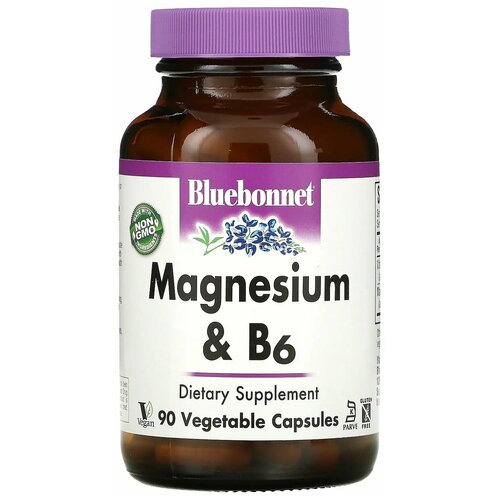 Bluebonnet Nutrition Magnesium Plus B6 (Магний плюс B6) 90 капсул фото