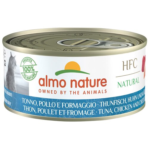 Влажный корм для кошек Almo Nature HFC Natural, с тунцом, с курицей, с сыром 2 шт. х 150 г (кусочки в соусе) фото