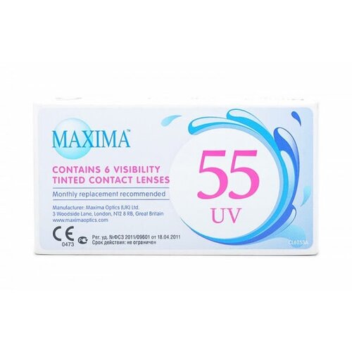 Контактные линзы Maxima 55 UV Aspheric, 6 шт., R 8,9, D -4,25, бесцветный, 1 уп. фото