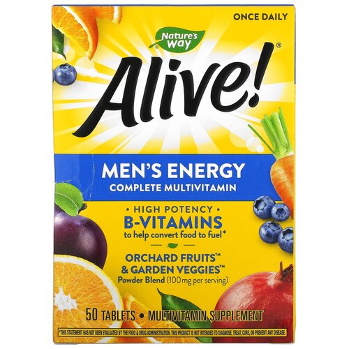 Таблетки Nature's Way Alive! Men's Energy Complete Multivitamin, 140 г, 140 мл, 50 шт. фото