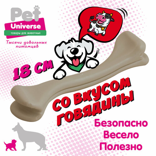 Игрушка для собак Pet Universe кость жевательная со вкусом говядины, полипропилен, 18х3,5х4,5 см PU8003B фото