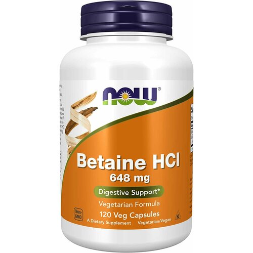 NOW Betaine HCI 648 mg 120 caps / Нау Бетаин Гидрохлорид 648 мг 120 капс фото