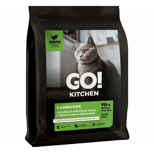 GO! Kitchen Carnivore Grain Free - Беззерновой корм для котят и кошек с чувствительным пищеварением, с лососем и морской рыбой фото