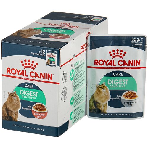 корм для кошек Royal Canin Digest Sensitive, при проблемах с ЖКТ, при чувствительном пищеварении 12 шт. х 85 г (кусочки в соусе) фото