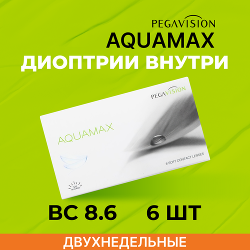 Контактные линзы Pegavision Aquamax., 6 шт., R 8,6, D -1, прозрачный, 1 уп. фото