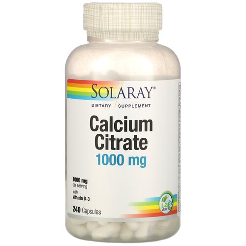 Solaray - Calcium Citrate with Vitamin D-3 1000 мг (240 капсул) - кальций с витамином Д для поддержки плотности костей и иммунитета фото