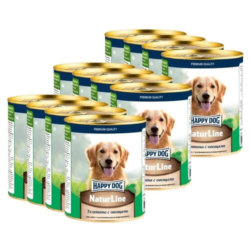 Влажный корм для собак Happy Dog NaturLine, телятина, с овощами 1 уп. х 12 шт. х 970 г фото