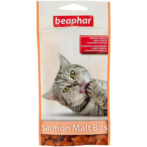 фото Лакомство для кошек  Beaphar Salmon Malt Bits, 35 г лосось, купить за 409 руб онлайн