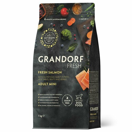 GRANDORF Fresh Dog Adult MINI Salmon&Sweet Potato (Свежее филе лосося с бататом для собак мелких пород) 1 кг фото