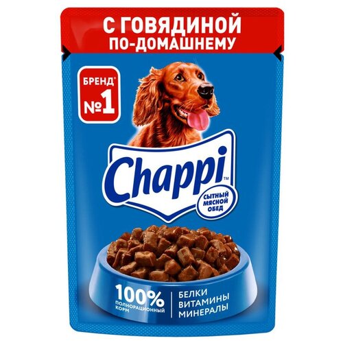 Влажный корм для собак Chappi говядина по-домашнему 1 уп. х 42 шт. х 85 г фото