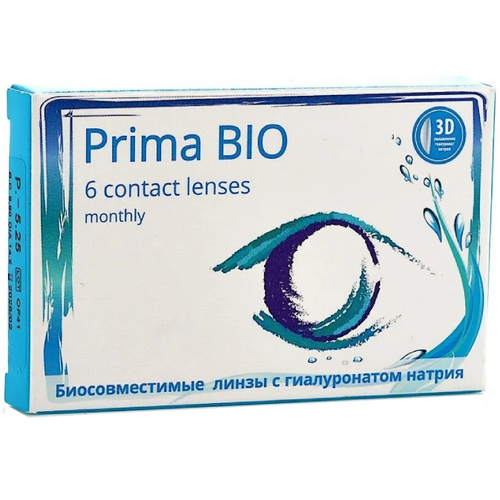 Контактные линзы OKVision PRIMA BIO, 6 шт., R 8,8, D -6, бесцветный, 1 уп. фото