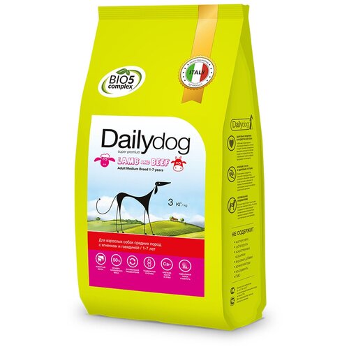 Сухой корм Dailydog Adult Medium breed Lamb and Beef для взрослых собак средних пород с ягненком и говядиной - 3кг фото