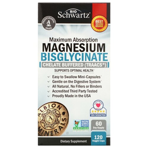 BioSchwartz Maximum Absorption Magnesium Bisglycinate (Бисглицинат магния с максимальной усваиваемостью) 120 мини-капсул фото