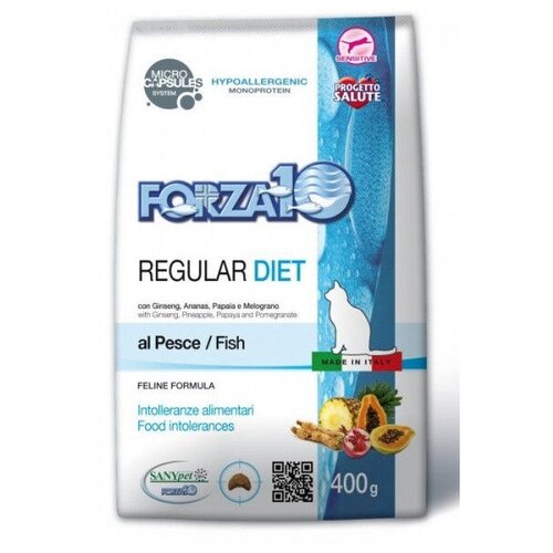 Сухой корм для кошек Forza10 Regular Diet, при аллергии, гипоаллергенный, с рыбой 400 г фото